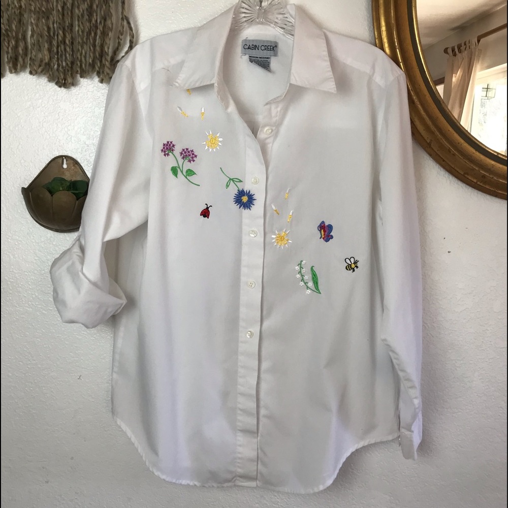 White Embroidered Top Size Medium
